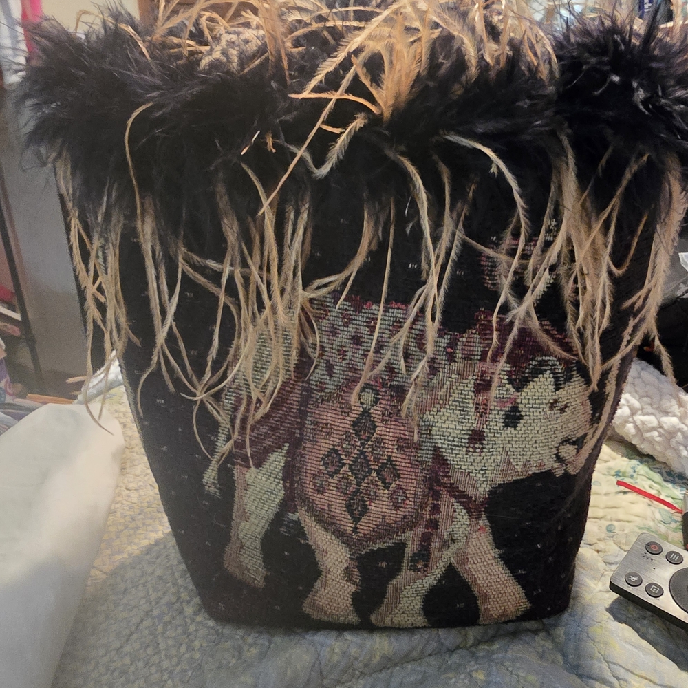 Source Unknown Black and Brown Elephant Shoulder Bag